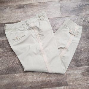 Talbots Stretch Canvas Stripe Cropped Khaki Pants Women's Casual Office Beige 10
